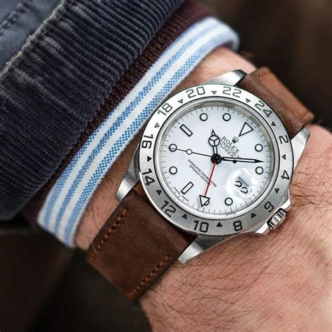 rolex explorer ii on leather strap|rolex explorer ii rubber strap.